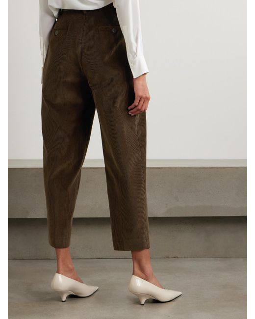 Altuzarra Brown Emmett Pleated Cotton-Corduroy Tapered Pants