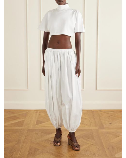 Alaïa White Cropped Cotton-Jersey Turtleneck T-Shirt