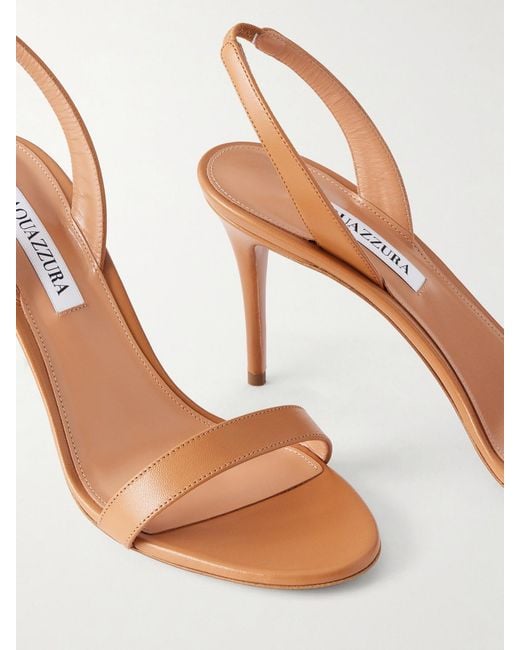 Aquazzura Brown So Nude 85 Leather Slingback Sandals