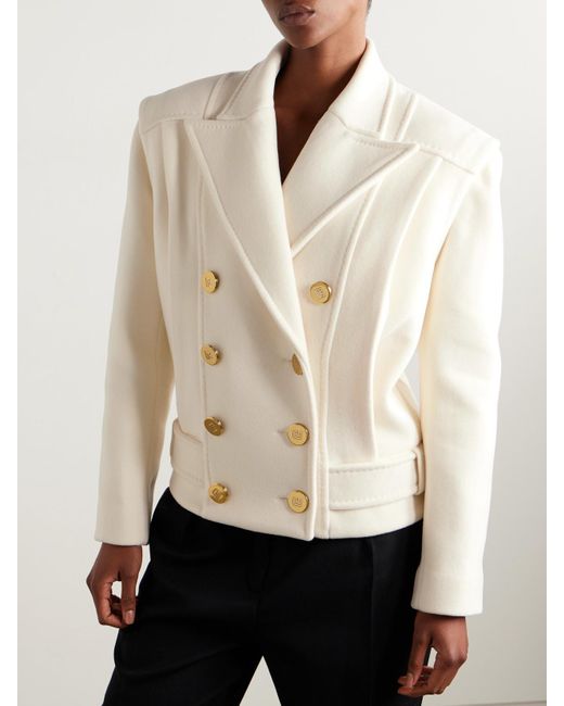 Balmain Natural Double-Breasted Wool And Cashmere-Blend Felt Jacket