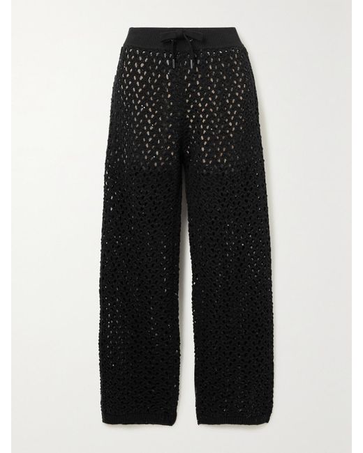 Brunello Cucinelli Black Sequin-Embellished Cotton, Linen And Silk-Blend Straight-Leg Pants