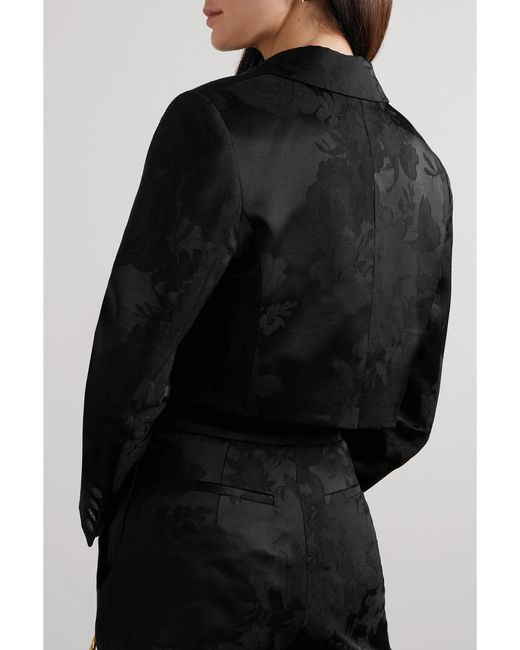 Erdem Black Genevieve Cropped Wool-Blend Jacquard Blazer