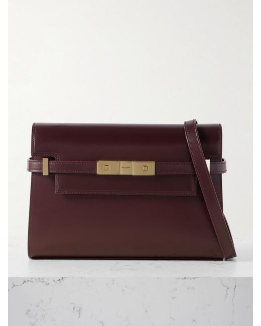 Saint Laurent Purple Manhattan Kleine Schultertasche Aus Leder