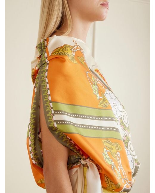 LaDoubleJ Red 'Full On Foulard Printed Silk Top