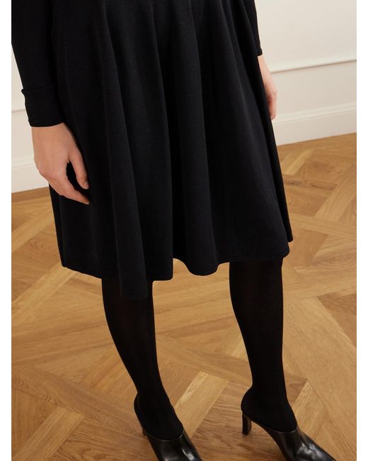 Totême Black Jersey Draped Knee-Length Dress