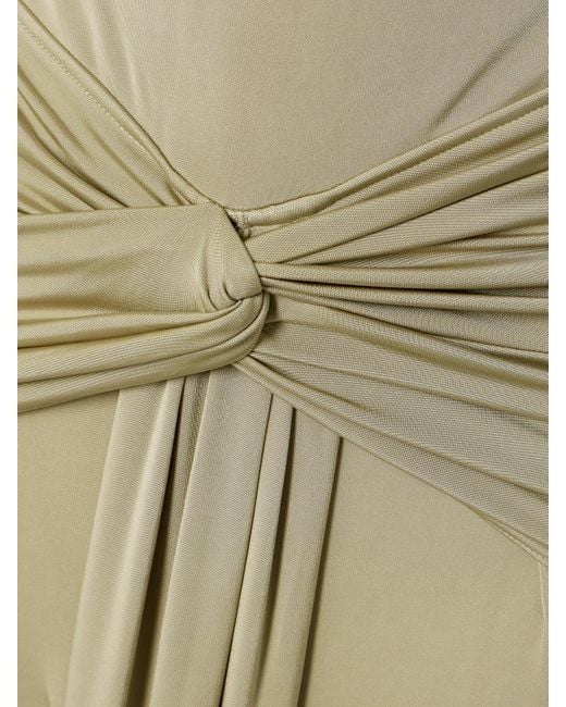 The New Arrivals Ilkyaz Ozel White Euphorie Robe Aus Glänzendem Stretch-Jersey Mit Raffungen Und Rückenausschnitt