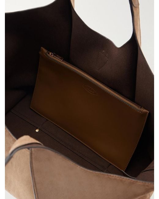 Tod's Brown T Timeless Suede Shoulder Bag