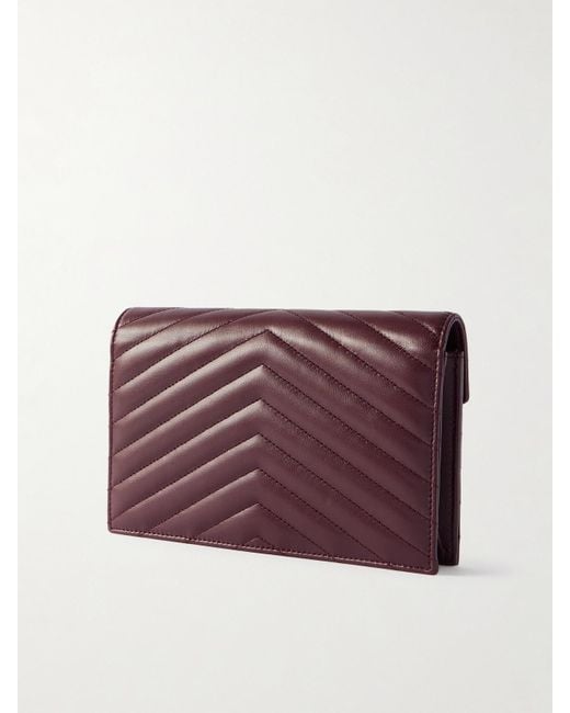 Saint Laurent Purple Cassandre Envelope Mini Matelassé Leather Shoulder Bag