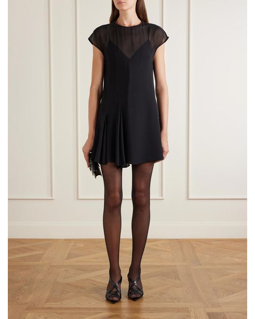Khaite Black Scarla Silk-Chiffon Mini Dress