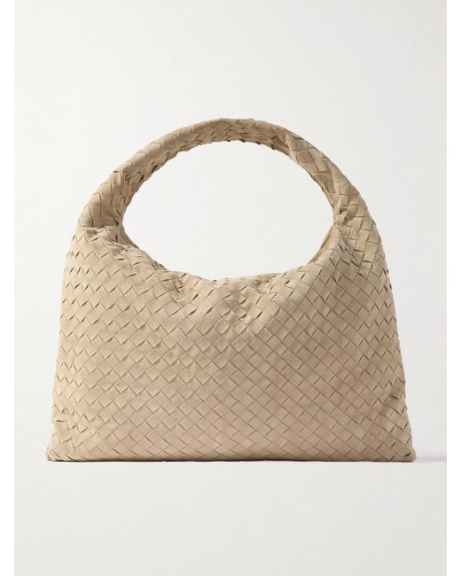 Bottega Veneta Natural Large Hop Intrecciato Suede Shoulder Bag
