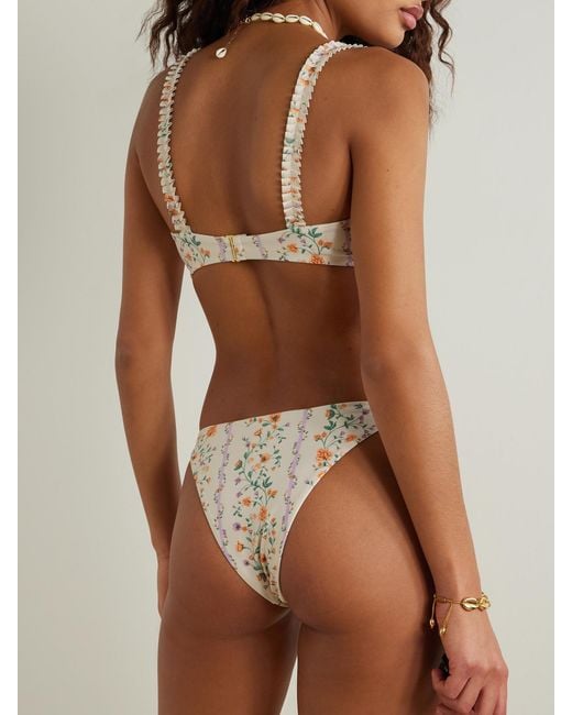 Agua Bendita Natural Vera Chinesis Ruffled Floral-Print Recycled Bikini Briefs