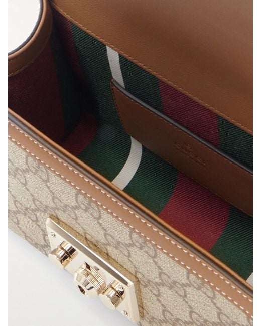 Gucci Metallic Padlock Small Leather-Trimmed Coated Canvas-Jacquard Tote