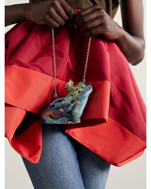 Judith Leiber Blue Prince Charming Goldfarbene Clutch Mit Kristallen