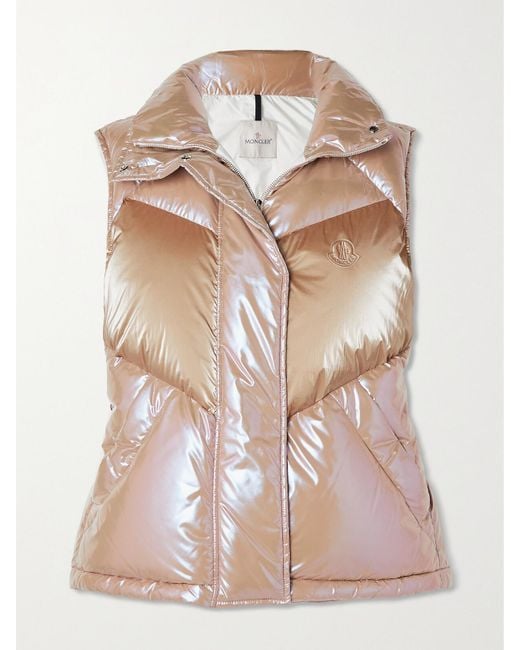 Moncler Pink Faucille Quilted Metallic Shell Down Vest