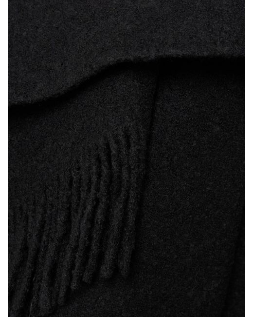 Totême Black Poncho Aus Einer Wollmischung Mit Fransen