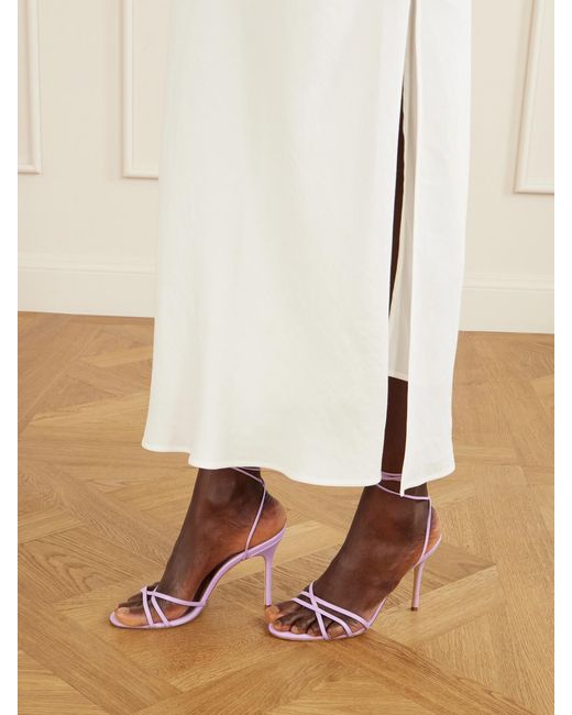 Manolo Blahnik Pink Leva 105 Leather Sandals