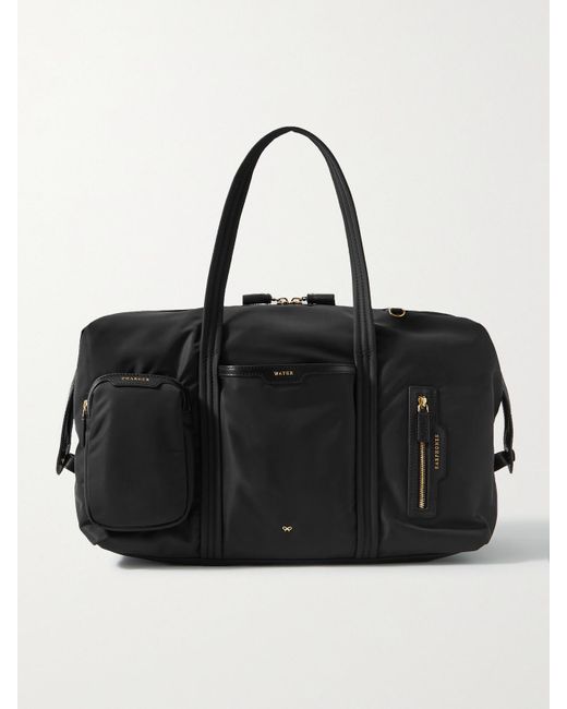 Anya Hindmarch Black Inflight Leather-Trimmed Econyl Weekend Bag
