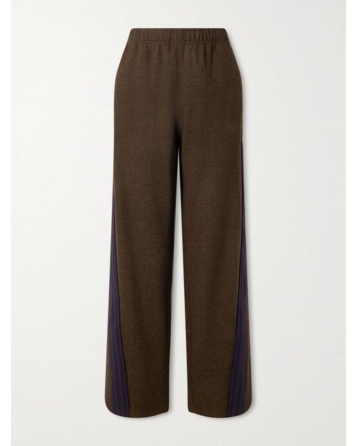 Aimé Leon Dore Brown Striped Herringbone Wool And Cotton-Blend Track Pants