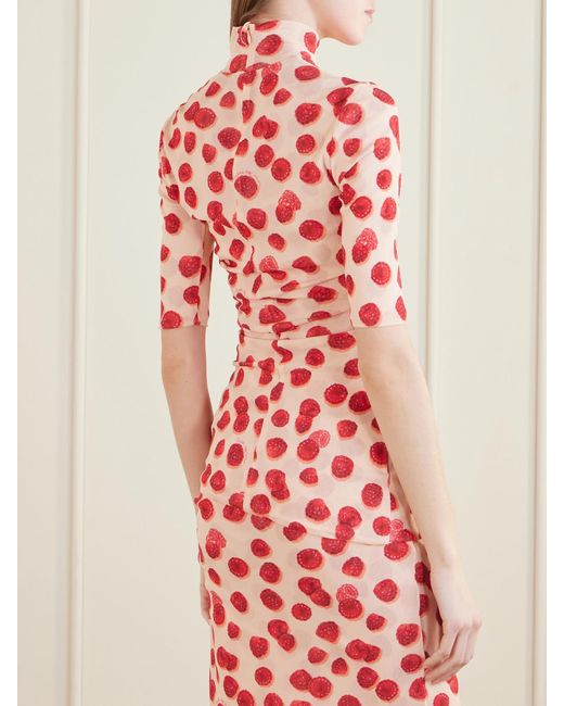 Stella McCartney Gathered Printed Mesh T-Shirt