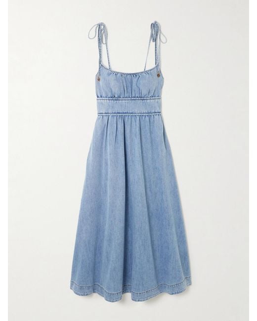 Zimmermann Blue Wanderlust Denim Midi Dress