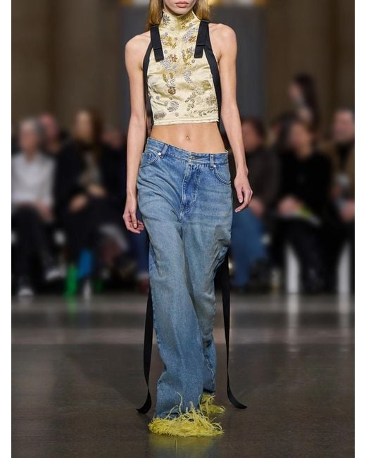 Erdem Blue Mid-Rise Wide-Leg Jeans