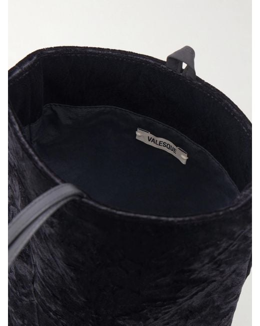 Valesque White Bundle Leather-Trimmed Velvet Clutch