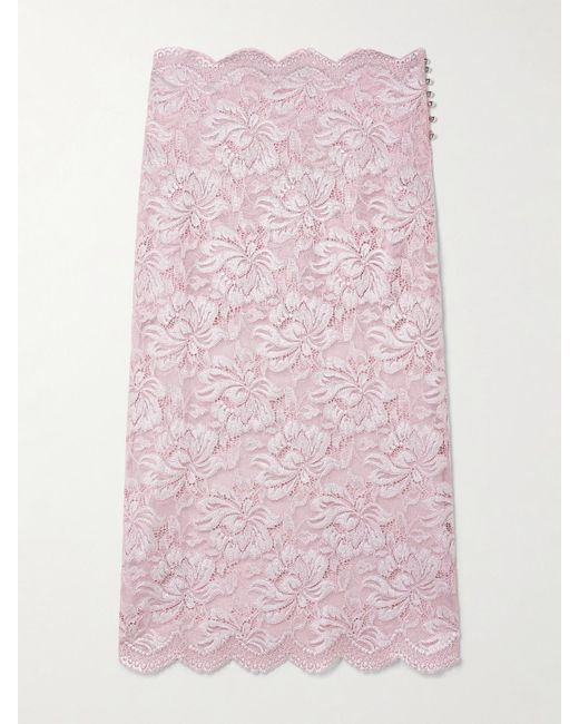 Rabanne Pink Midirock Aus Stretch-Spitze