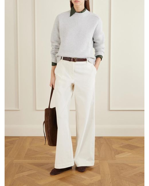 Twp White New Jill Ribbed-Detail Cashmere-Knitted Sweater