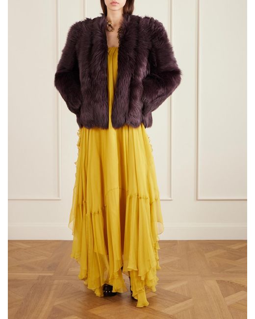 Chloé Red Cropped Shearling Jacket
