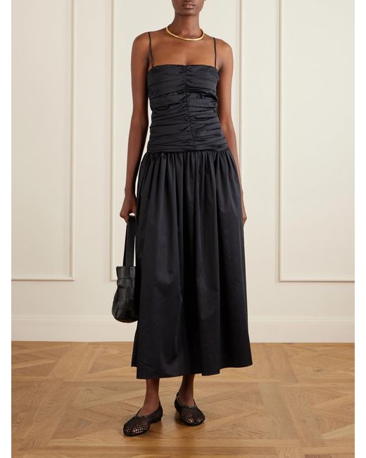 TOVE Blue Amina Gathered Organic Cotton Dress