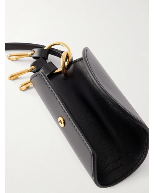 Jil Sander Gray Leather Keychain