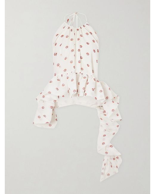 LIBEROWE White Tamara Silk-Chiffon Peplum Blouse
