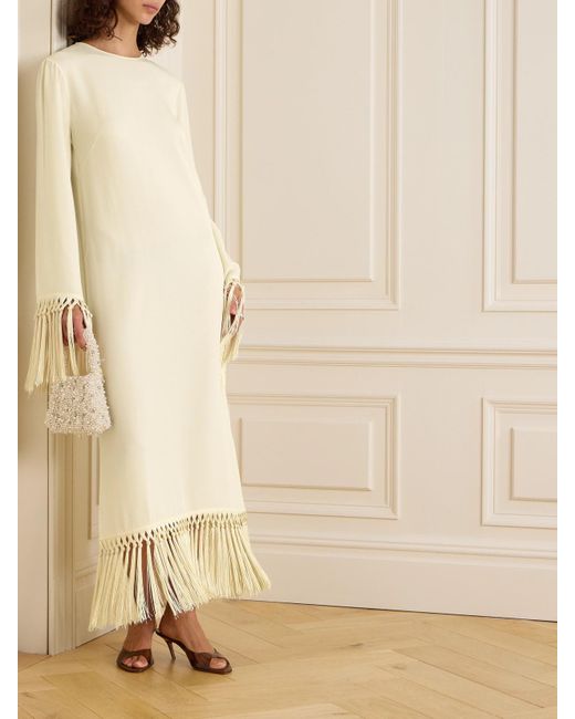 Taller Marmo Natural Claudia Venti Fringed Cady Midi Dress