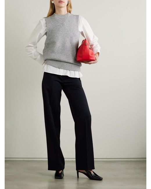 Jil Sander Blue Wool-Gabardine Straight-Leg Pants