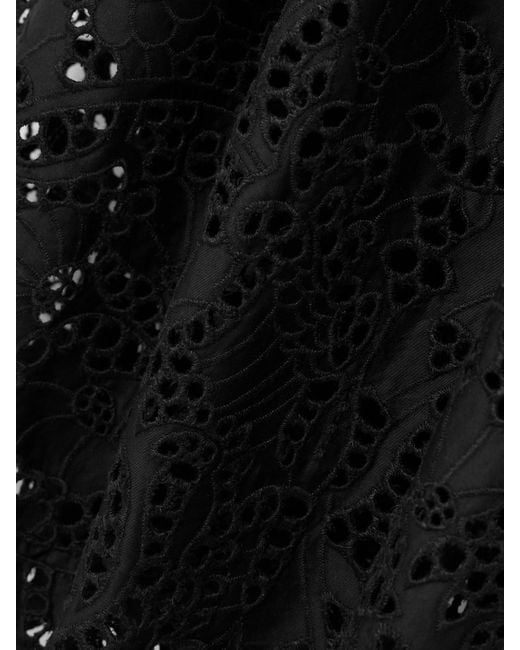 Robe Midi En Popeline De Coton À Broderie Anglaise, Fronces Et Festons Amalia Thierry Colson en coloris Black