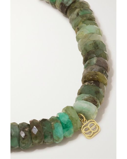 Sydney Evan Green Allah Script 14-Karat, Agate And Diamond Bracelet
