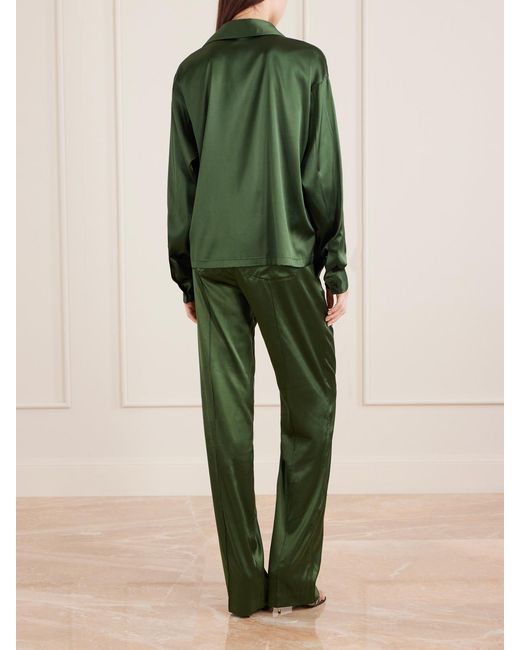 Tom Ford Green Silk-Blend Satin Blouse