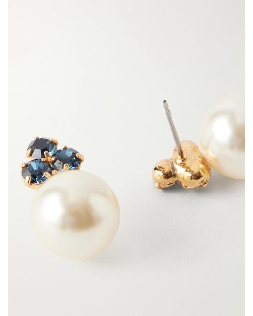 Jennifer Behr White Belen-Tone, Sapphire And Pearl Earrings