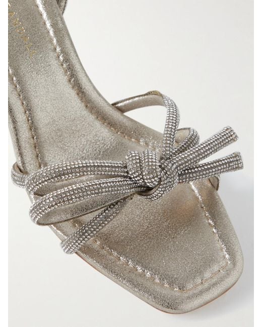 Loeffler Randall Natural Net Sustain Mikel Crystal-Embellished Metallic Suede Sandals