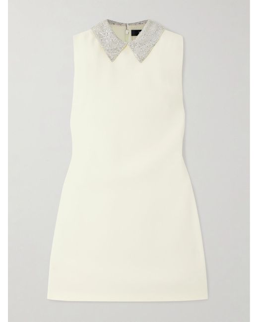 Versace Natural Crystal-Embellished Crepe Mini Dress