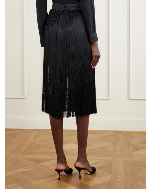 Dolce & Gabbana Black Fringed Midi Skirt