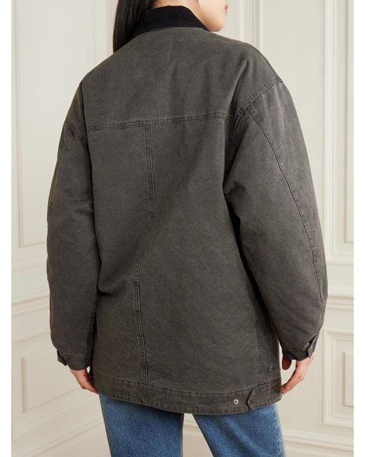 Isabel Marant Gray Kimelia Corduroy-Trimmed Cotton-Canvas Jacket