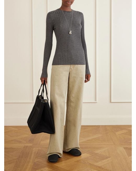 arch4 Gray Ribbed Cashmere Sweater