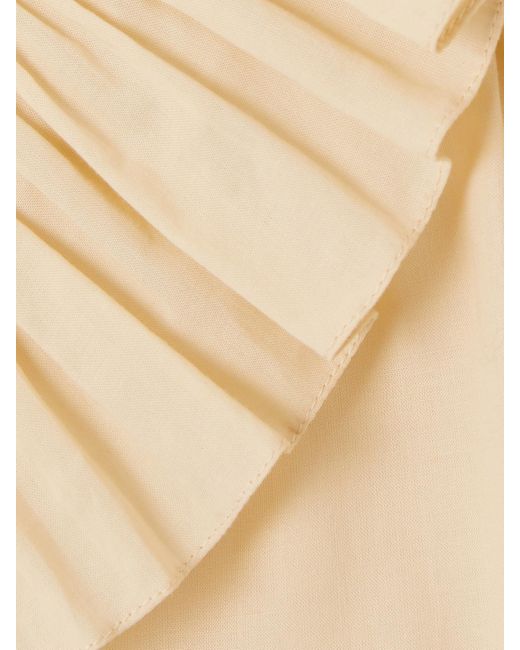 Chloé Natural Bluse Aus Baumwoll-Voile Mit Rüschen