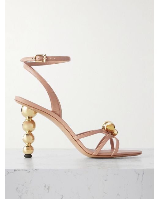 Ferragamo Metallic Karina Sandalen Aus Leder Mit Verzierungen