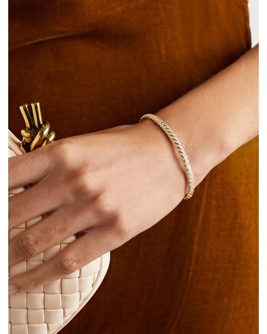 David Yurman Natural Sculpted Cable 18-Karat Diamond Bangle