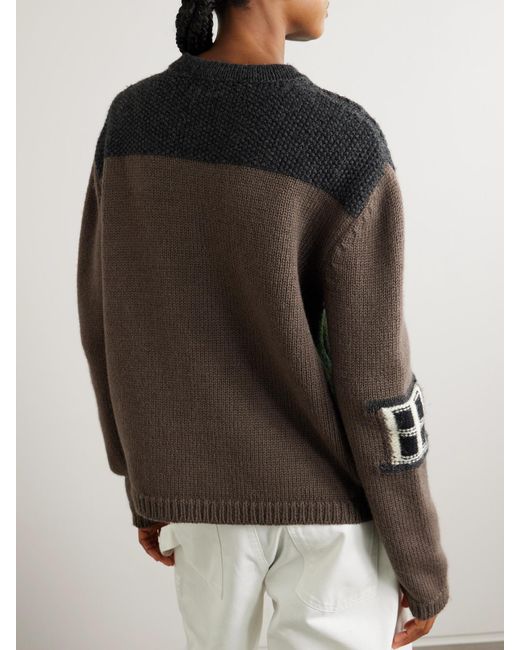 J.W. Anderson Black House Embroidered Intarsia-Knit Merino Wool Cardigan