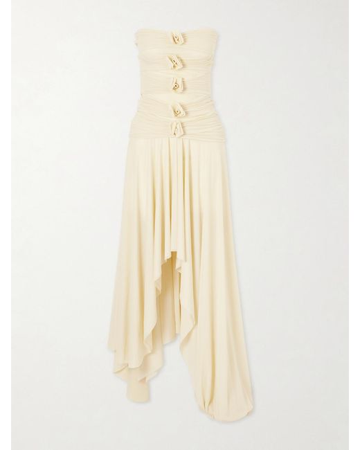 Maygel Coronel Natural Andi Draped Jersey Maxi Dress