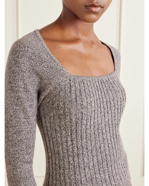 The Elder Statesman Gray Marl Knitted Cashmere T-Shirt