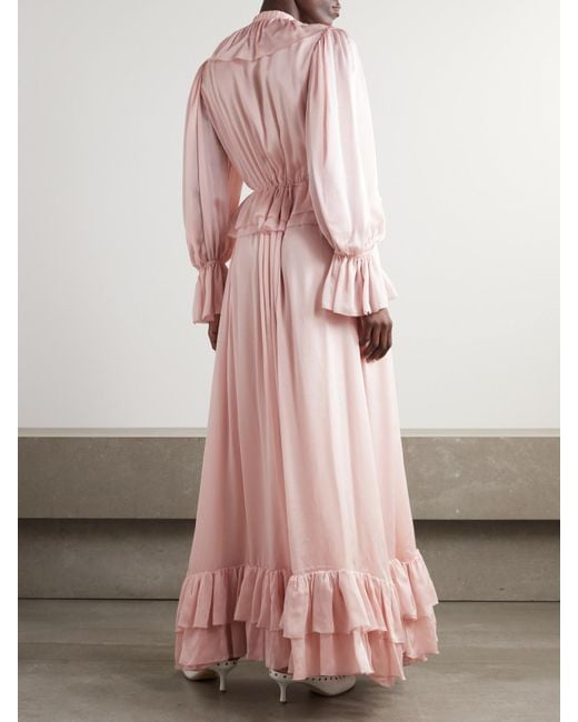Chloé Pink Ruffled Silk-Chiffon Gown